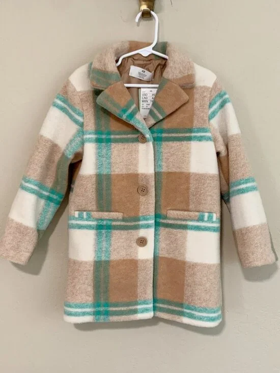 H&M Plaid Pea Coat NWT • 6 Years
