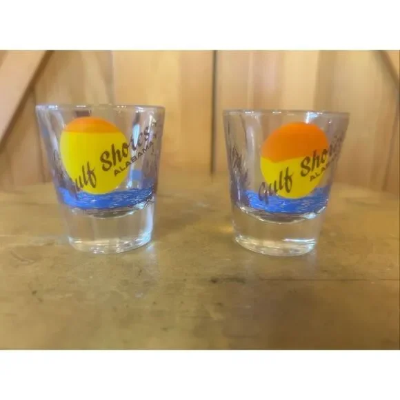 GULF SHORES ALABAMA BEACH SHOT GLASS Lot Of 2 (5992)