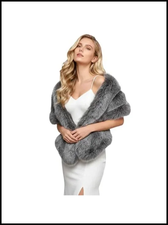 Faux Fur Collar Scarf Wrap Winter Shawl Stole Neck Warmer Women