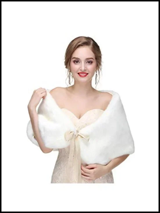Faux Fur Wrap Shawl Stole Sleeveless Wedding Capelet