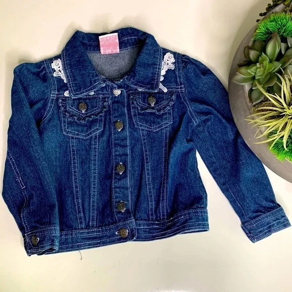 Denim and lace girls casual  jacket 4 toddler