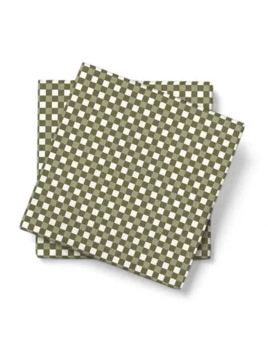Hearth & Hand 16 Count Green Gingham Paper Beverage Napkins Bundle of 4