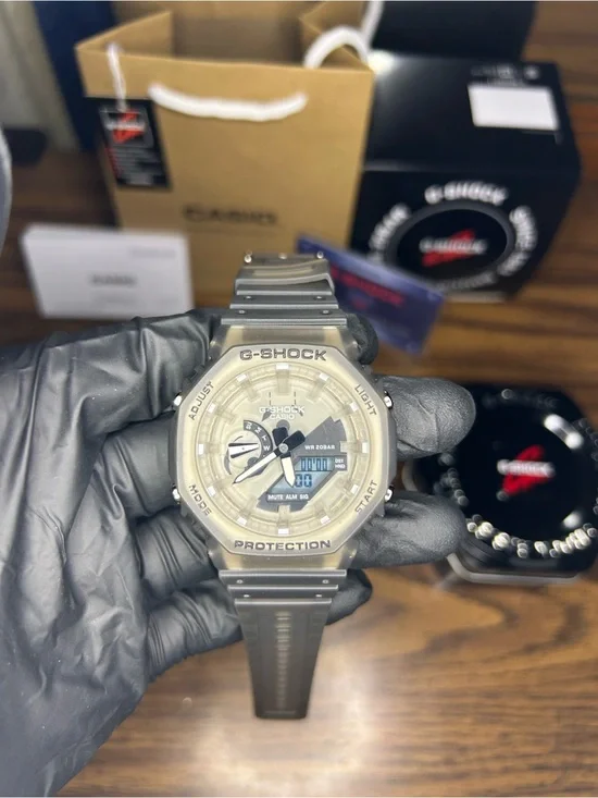 Casio G-Shock Semi-Transparent Beige/Grey Analog-Digital Watch