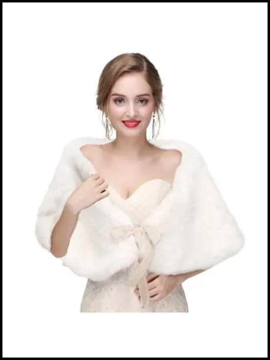 Faux Fur Stole Wedding Cape Bridal Shawl Winter Wrap