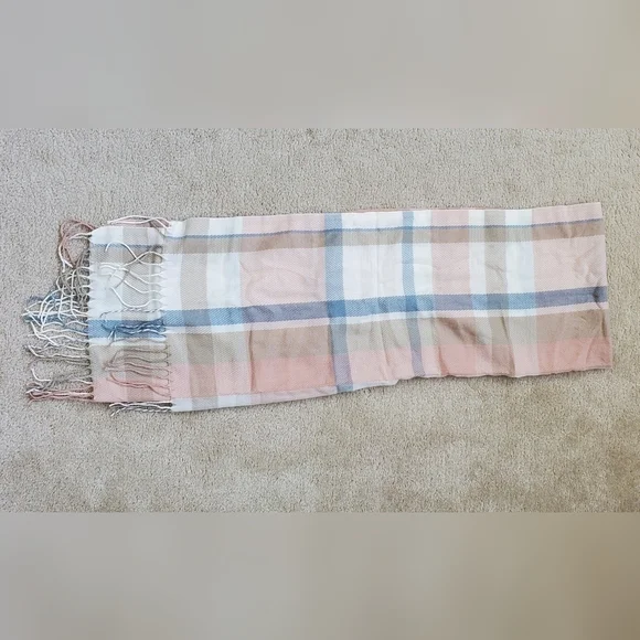 Banana Republic Cream and Blue Plaid Scarf