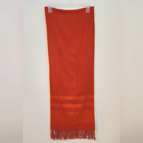 Banana Republic Dana Blanket Scarf in Autumn Sunset with‎ Fringe and Stripes
