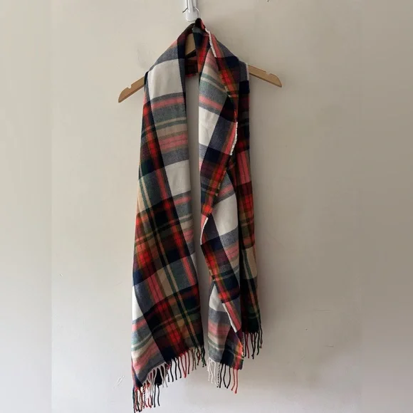 J. Crew Classic Plaid‎ Fall Scarf With Fringe