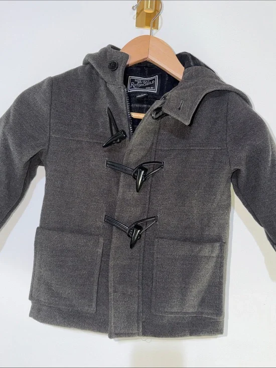 Rothschild  Kids Charcoal Hooded Toggle Peacoat size 4