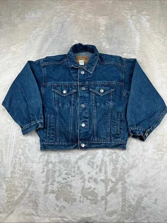 Vintage GAP Denim Jacket Youth Large L/G Blue Trucker Jean Coat 100% Cotton