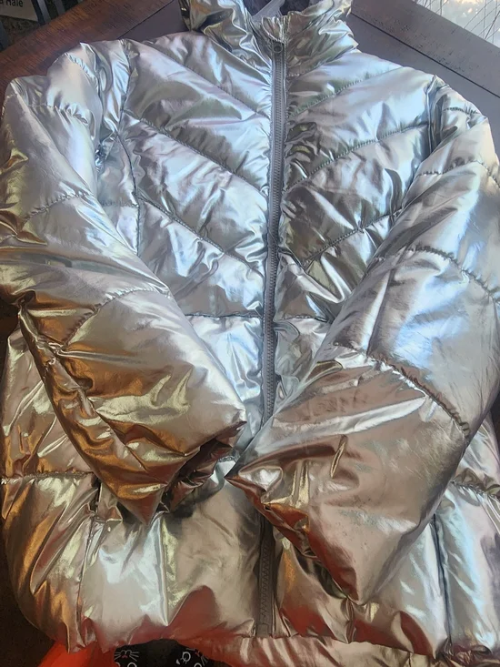 wonder nation Metallic Silver Quilted Puffer Jacket