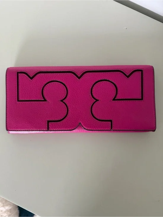 Tory Burch Hot Pink Logo Continental Clutch