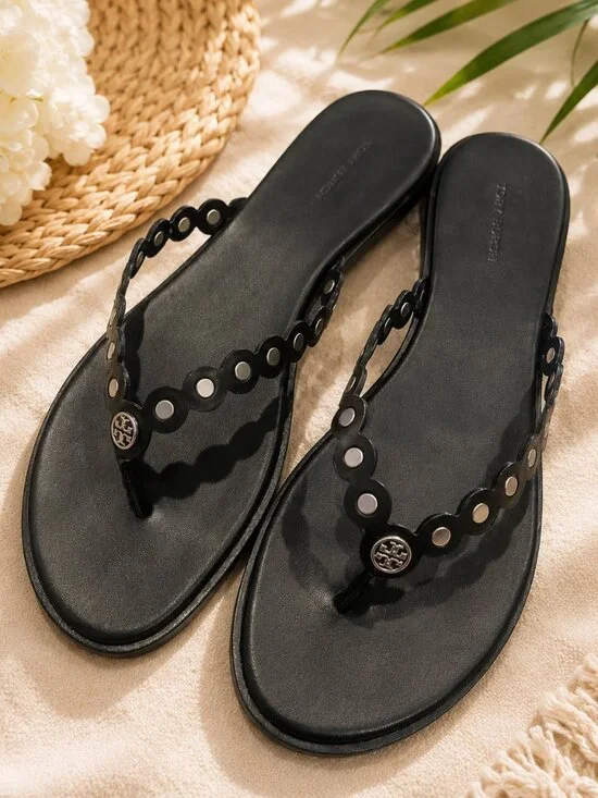 NEW IN BOX Tory Burch Benton Scalloped Thong Sandals