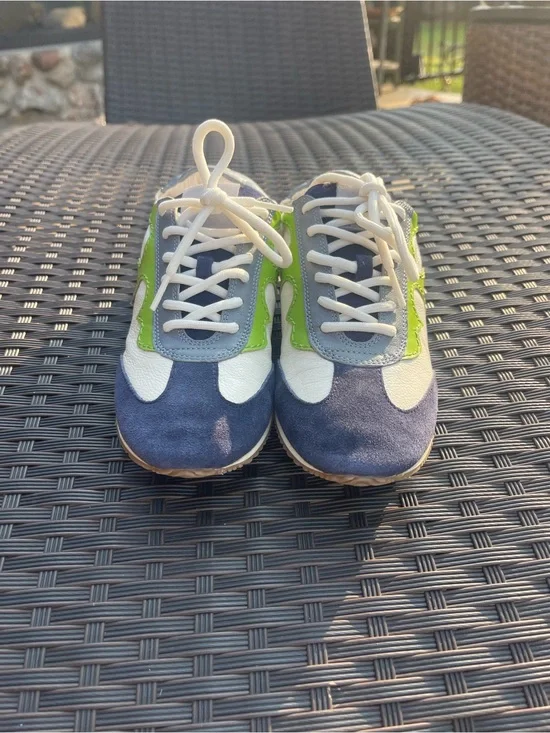 Tory Burch Navy, White & Lime Green Lace-Up Sneakers