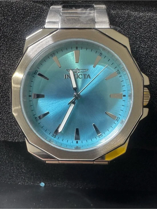 #163 Invicta Silver Case Watch with Turquoise Blue Dial