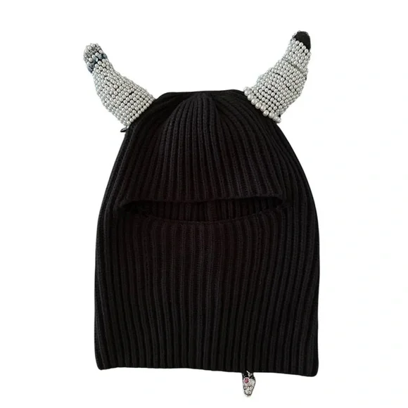 Swarovski / pearl horned  Balaclava