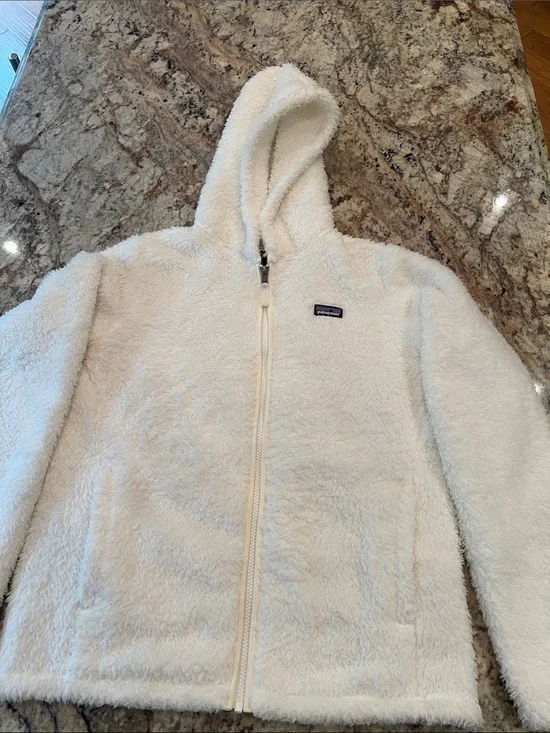 Patagonia Kids Cream Plush Hooded Puffer Jacket