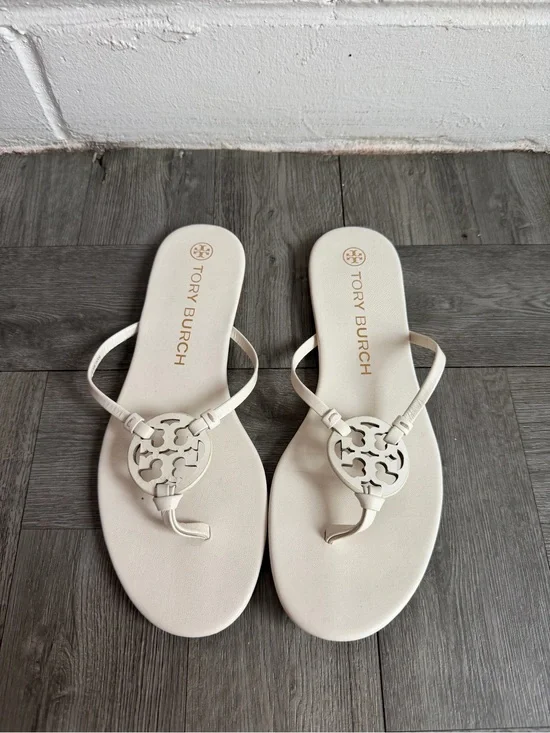 Tory Burch Knotted Miller Ivory Sandals Size 10