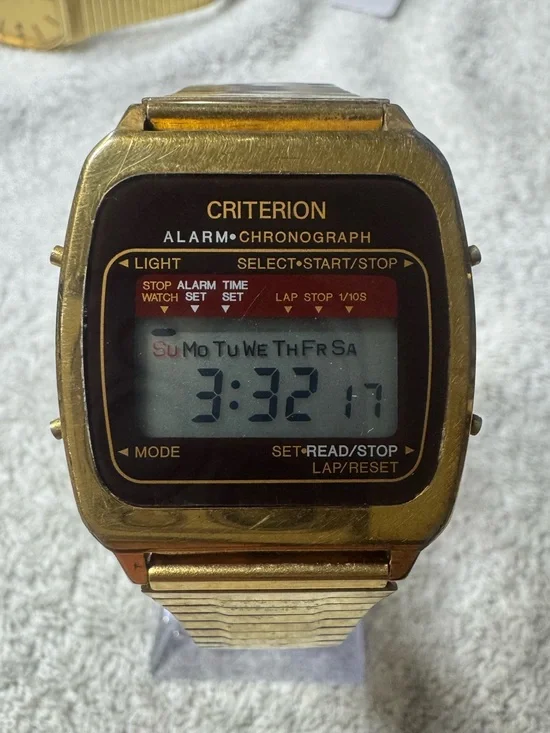 Criterion Gold Digital Alarm Chronograph Watch