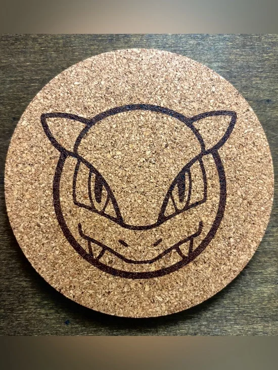 Pokemon Kangaskhan Face Laser Engraved Cork Coaster