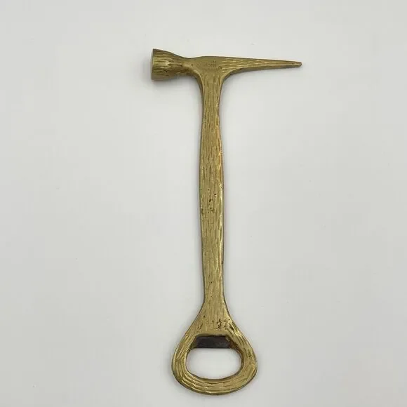 Vintage Etched Brass Hammer Ice Chipper Bottle Opener Sarna Brass Made In India