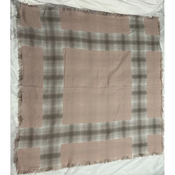 Pink and gray Plaid Women's scarf Acrylic‎ Large 46