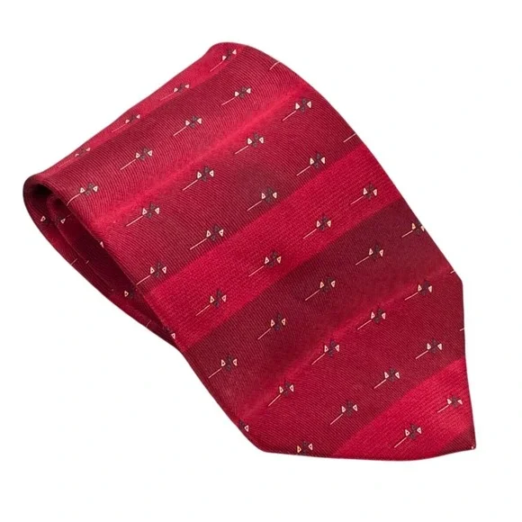 Stafford Silk Tie Men's Red Burgundy Striped Geometric Pattern‎ Classic Necktie