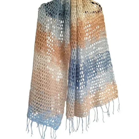 Handmade Crochet Scarf 24x72‎ Cozy Beachy Cruise Boho