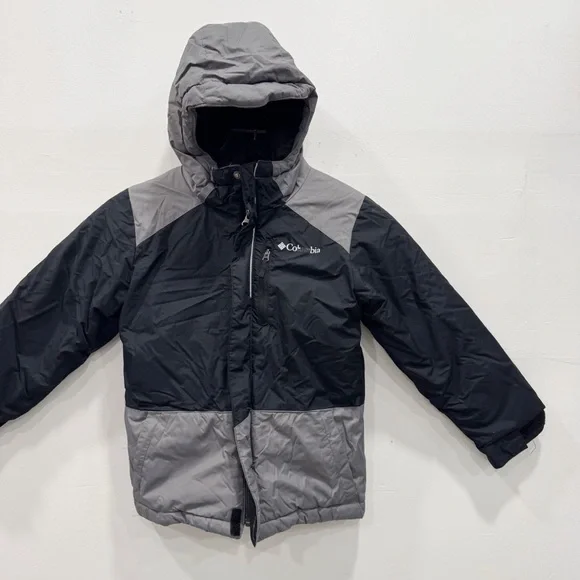 Columbia Kids Gray Black Hooded Ski Snow Jacket Soze XS 6/7