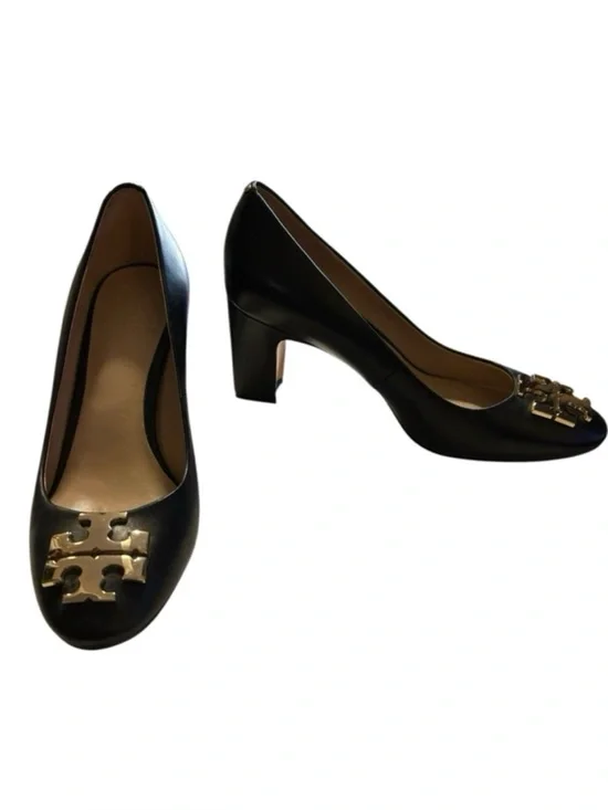 Tory Burch Raleigh Black Block Heel Leather Pumps – Size 5.5