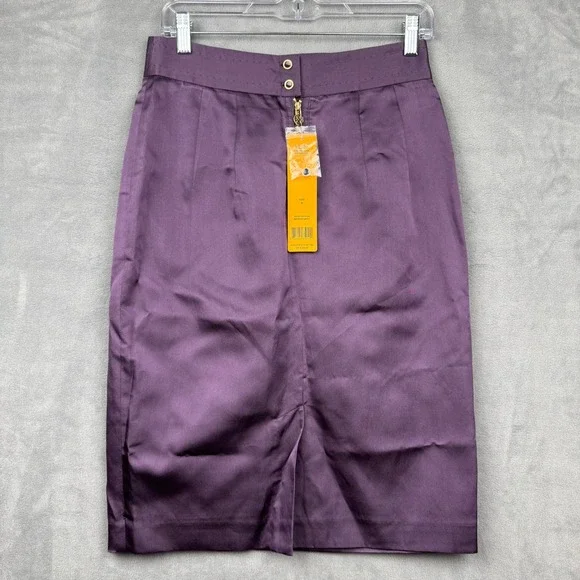 Tory Burch Marsha Silk Skirt Grape Purple‎ Midi Pencil Knee Length Size 4 NWT