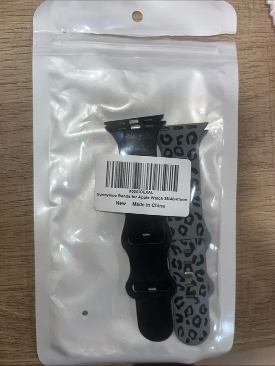 Black and Gray Leopard Silicone Apple Watch Bands (38/40/41mm)