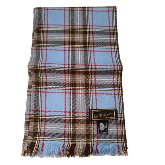 D McArthur Vintage Scottish Woven‎ Wool Scarf 60s Tartan Diana Plaid
