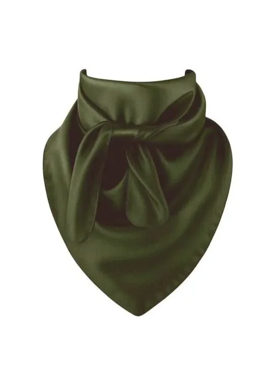 Olive Green Wild Rag Scarf 35x35 Satin Western Cowgirl Cowboy Bandana
