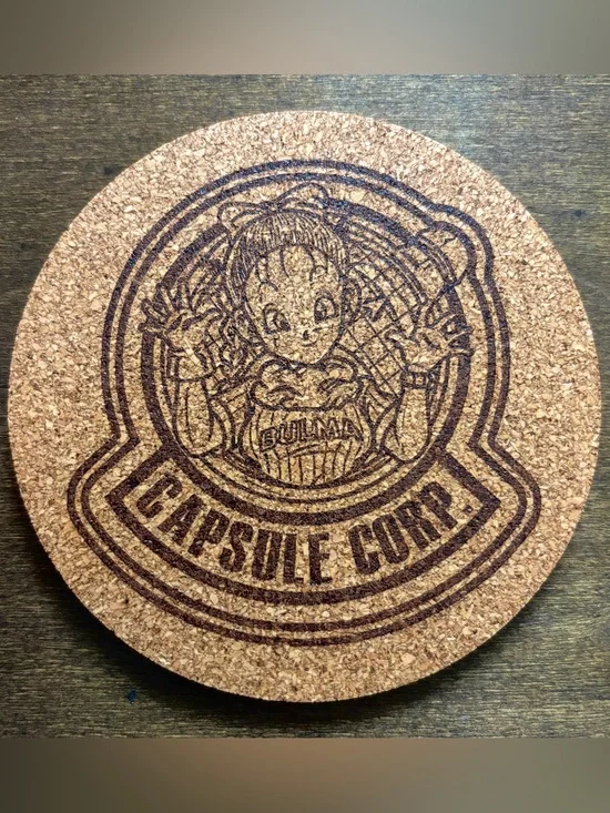 Dragon Ball Teen Bulma Capsule Corp Laser Engraved Cork Coaster