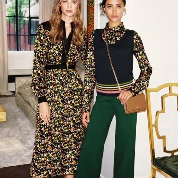 NWOT Tory Burch Runway Fall Collect 2016 NY Floral Silk Midi Dress S $629