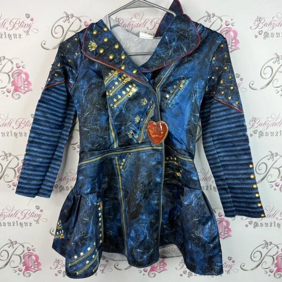 Disney descendants 2 jacket coat dress up heart red Blue Studded Kids Jacket