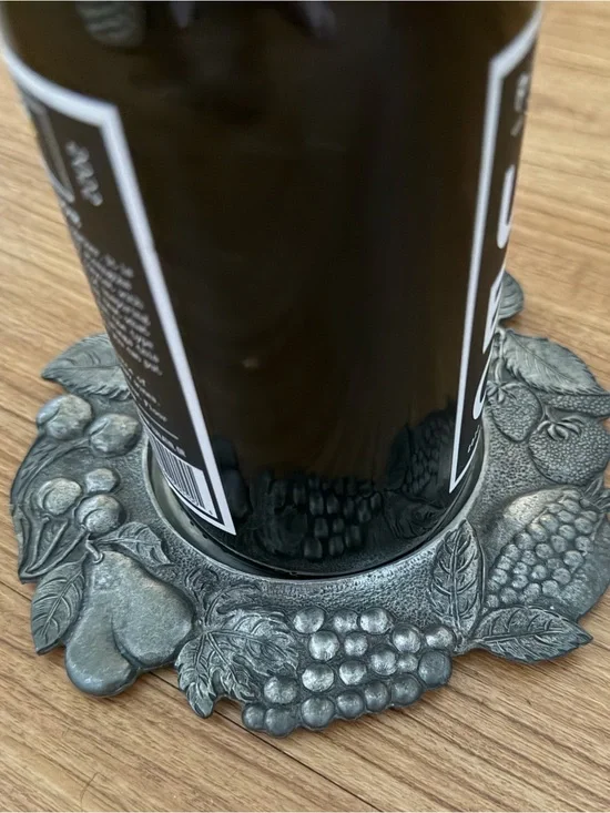 Pewter Vintage bottle charger/plate, Italy