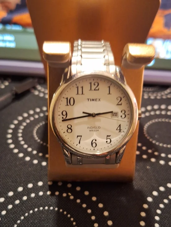 Timex Silver Stainless Steel Watch with White Dial and Numeric Markers