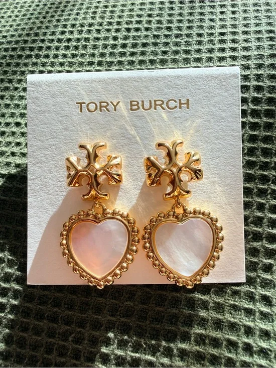 Tory Burch Roxanne Heart Drop Mother of Pearl Earrings