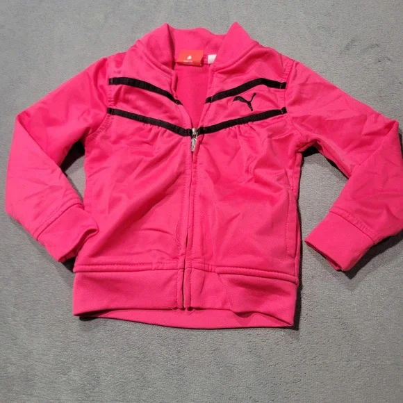 Puma Girls Track Jacket 3T Pink Full Zip Mock‎ Neck Activewear Barbiecore