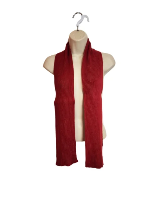 Norm Thompson By Echo Classic Red Ribbed Cashmere Blend Knit Scarf One Size