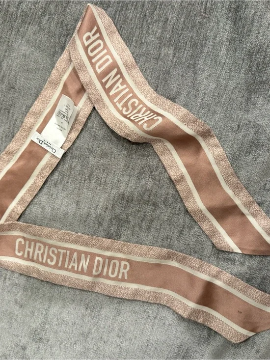 Dior Pink and Cream Christian Dior Twilly Scarf