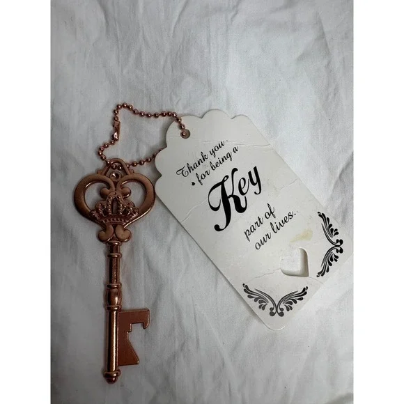 Rose Gold Skeleton Keychain Gift Tag Thank You For Being A Key Part Of Our Lives