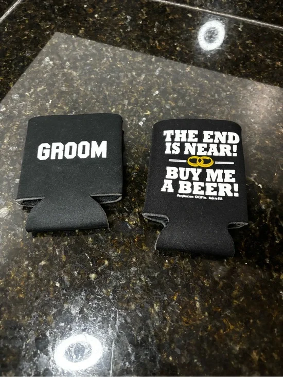 Pair of Black Can Coolers Groom & 
