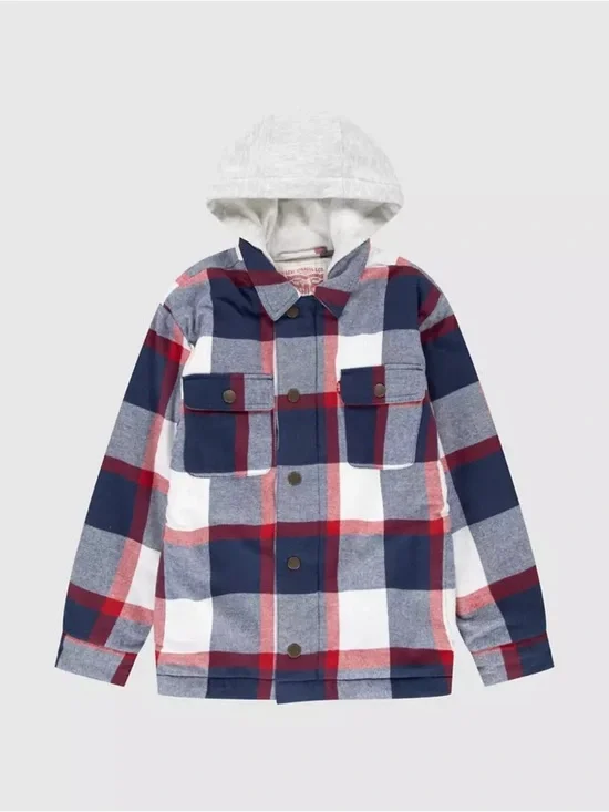 Levis Sherpa Lined Shacket Big Boys - Dress Blues and Grey