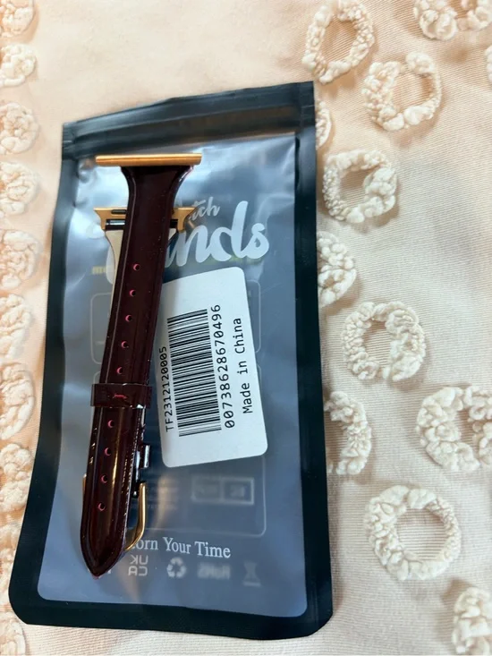 Leather Watch Band for Women- Dark Brown/Burgundy with Gold Hardware
