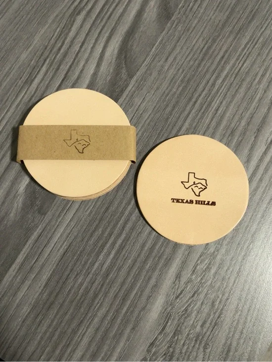 Texas Hills Genuine Leather Coasters 4 Pack Texas Proud Western Rustic NWT