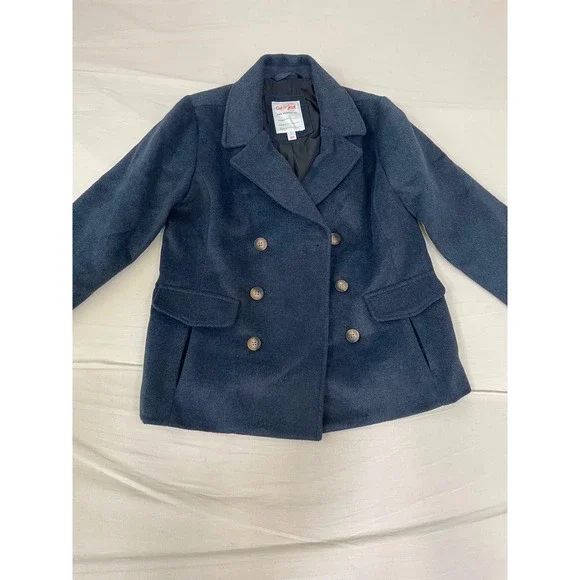 Cat & Jack Kids Navy Blue Double Breasted Peacoat Jacket Size Large L 12-14