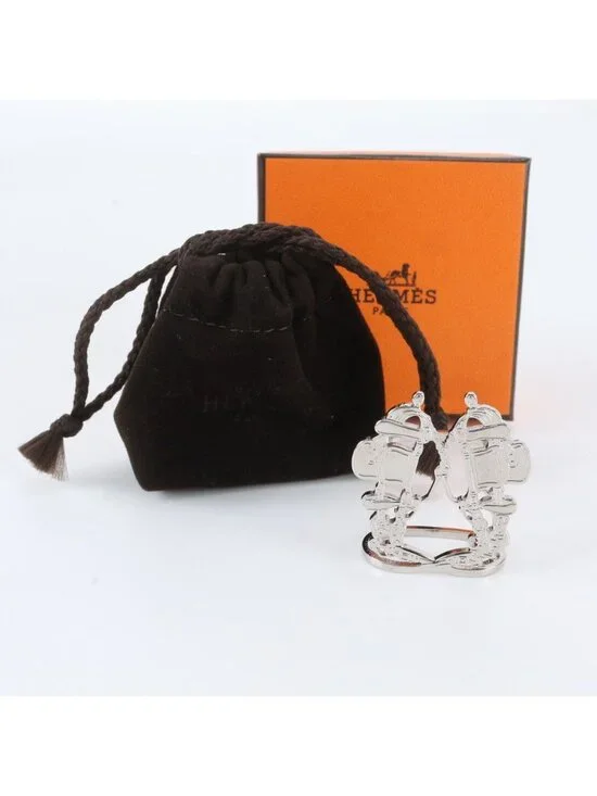 Hermes Brides de Gala Bridle Motif Scarf Ring Silver