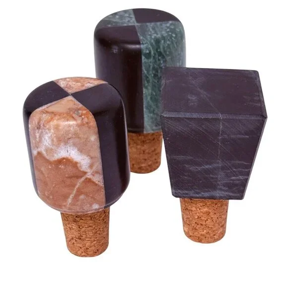Stone Bottle Stoppers Set of 3 Barware Accessories